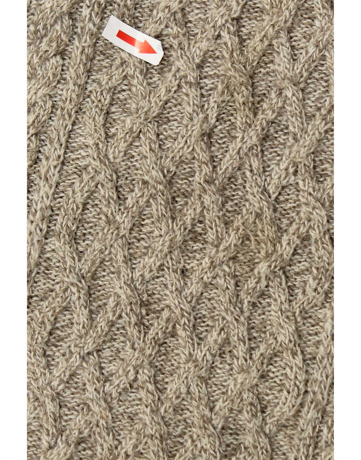 Zara Mens Shawl Neck Jumper Sweater Medium Beige Flecked Acrylic