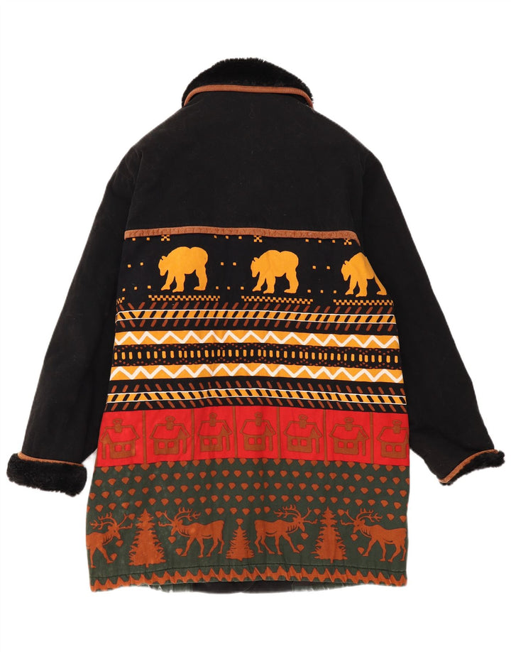 New Fast Womens Overcoat UK 16 Large Black Fair Isle