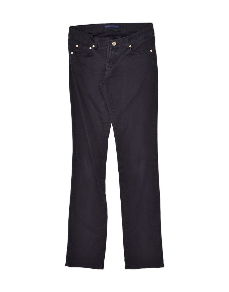 TRUSSARDI Womens Skinny Casual Trousers W27 L31 Navy Blue Cotton Vintage Trussardi and Second-Hand Trussardi from Messina Hembry 