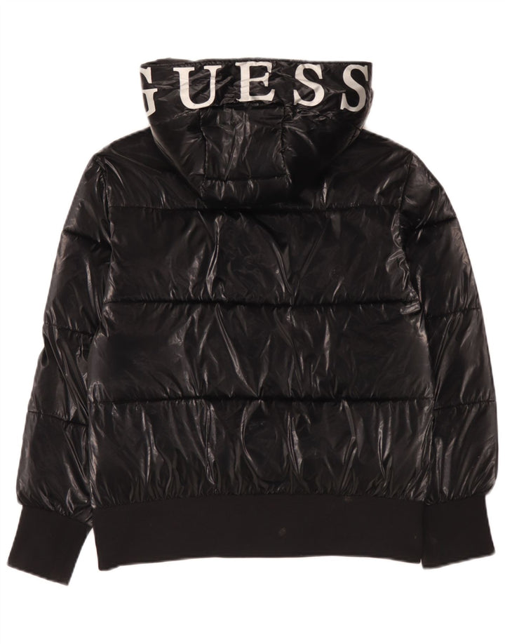 Guess Girls Hooded Padded Jacket 13-14 Years Black Polyurethane