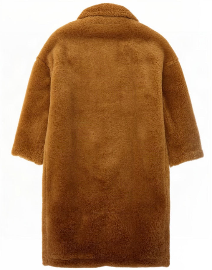 Zara Womens Teddy Bear Oversized Overcoat UK 14 Medium Brown Polyester