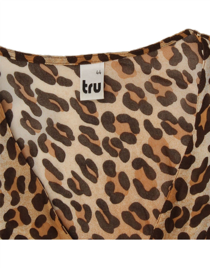 TRU Womens Short Sleeve Shirt Blouse IT 44 Medium Brown Animal Print Vintage Tru and Second-Hand Tru from Messina Hembry 
