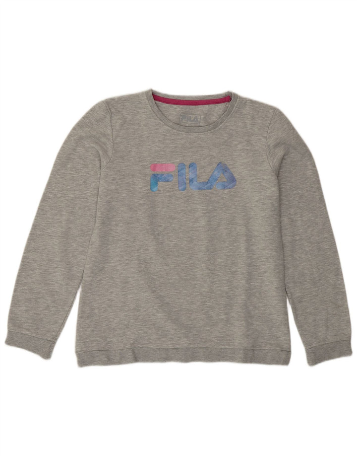 Fila Womens Graphic Sweatshirt Jumper UK 16 Large Grey Cotton