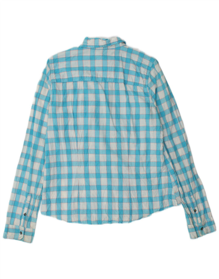 Hollister Womens Shirt UK 12 Medium Blue Gingham Cotton
