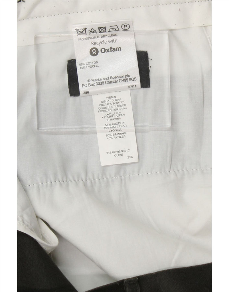 MARKS & SPENCER Mens Straight Suit Trousers W40 L33 Green Cotton Vintage Marks & Spencer and Second-Hand Marks & Spencer from Messina Hembry 