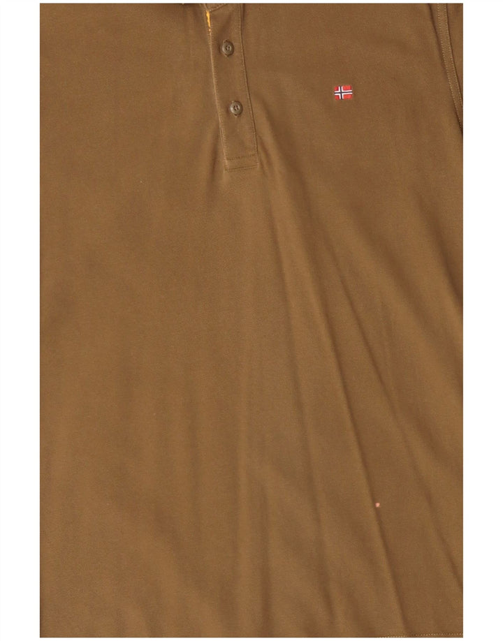 Napapijri Mens Polo Shirt Large Khaki Cotton