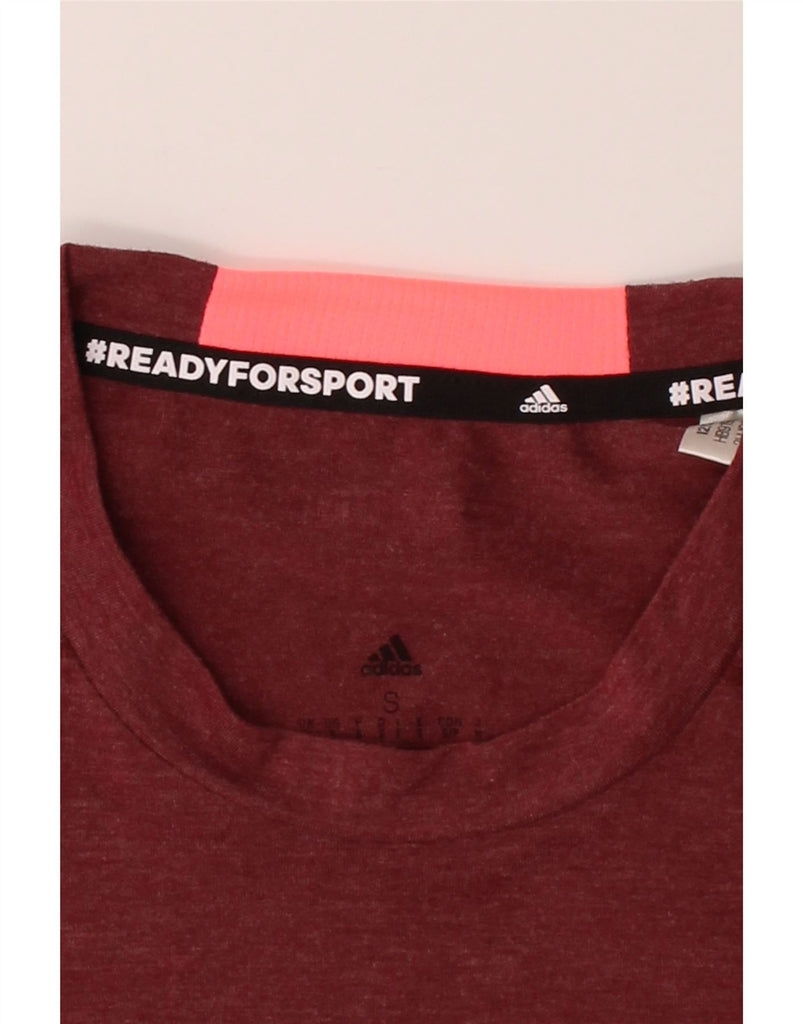 ADIDAS Mens T-Shirt Top Small Maroon Polyester Vintage Adidas and Second-Hand Adidas from Messina Hembry 