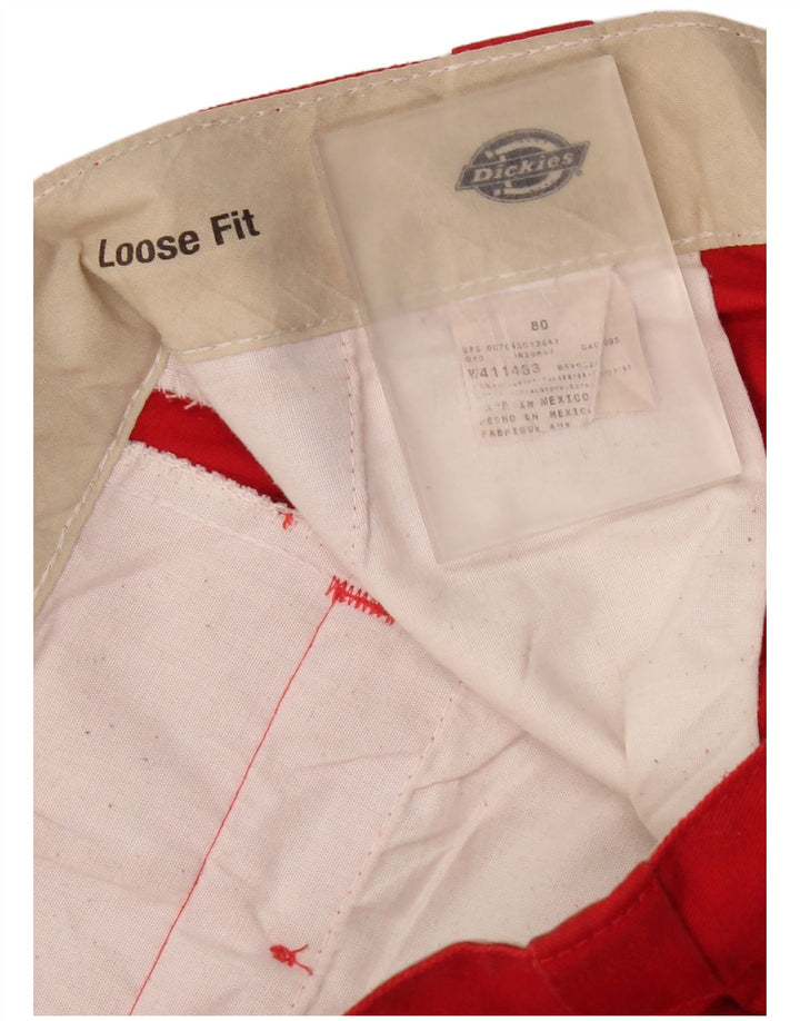 Dickies Mens Loose Fit Cargo Trousers W36 L33 Red Polyester