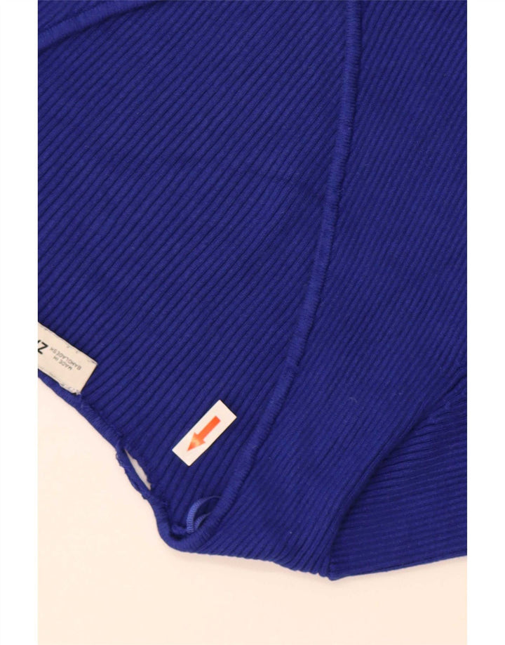 Zara Womens Crop Top UK 8 Small Blue Viscose