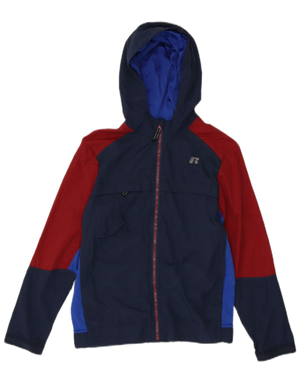 Russell Athletic Boys Rain Jacket 10-11 Years Large Navy Blue Colourblock