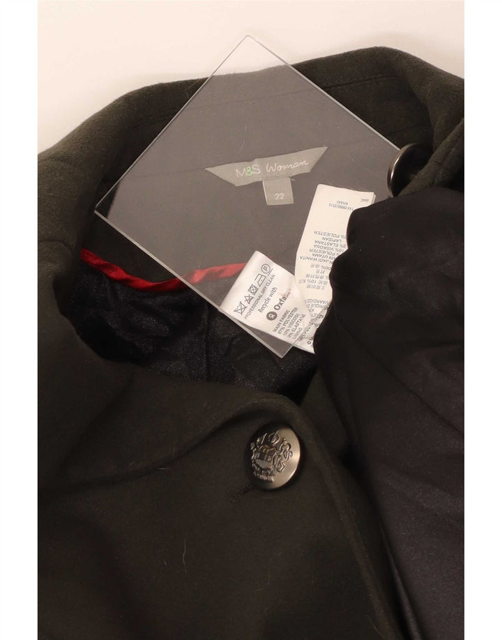 Marks & Spencer Womens Military Overcoat UK 22 3XL Khaki Polyester