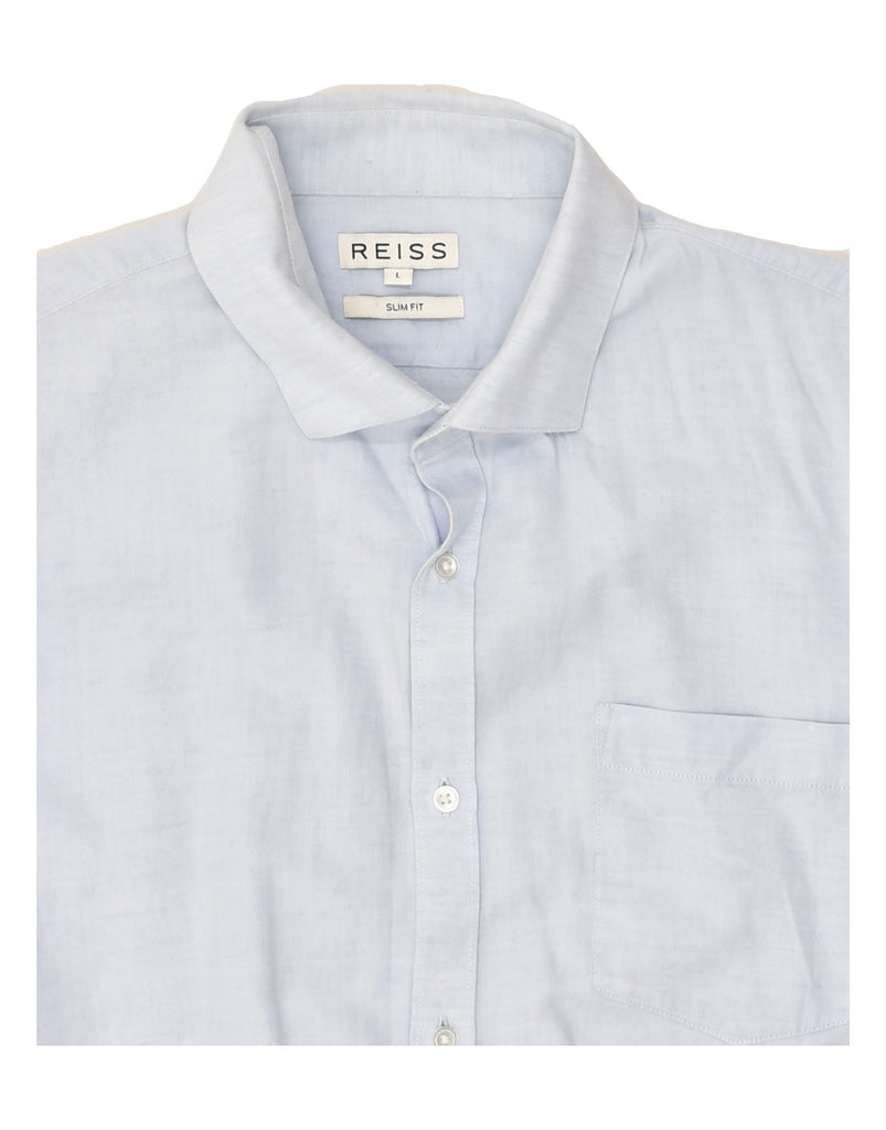 REISS Mens Slim Fit Shirt Large Blue Cotton | Vintage Reiss | Thrift | Second-Hand Reiss | Used Clothing | Messina Hembry 