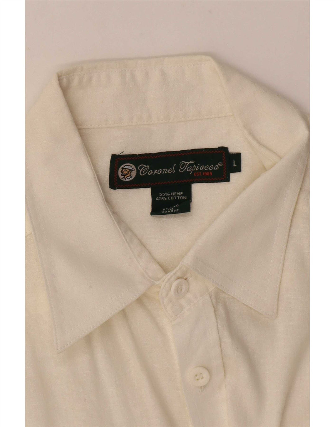 Coronel Tapiocca Mens Military Shirt Large Off White Linen