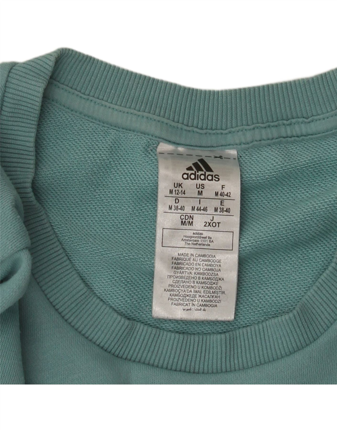 Adidas Womens Graphic Sweatshirt Jumper UK 12/14 Medium Blue Cotton