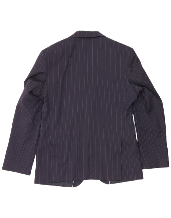 Marks & Spencer Mens Blazer Jacket UK 40 Medium Navy Blue Pinstripe