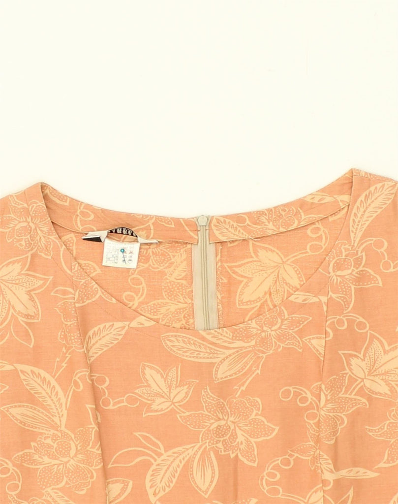 MARELLA Womens Sheath Dress UK 12 Medium Orange Floral Viscose | Vintage Marella | Thrift | Second-Hand Marella | Used Clothing | Messina Hembry 