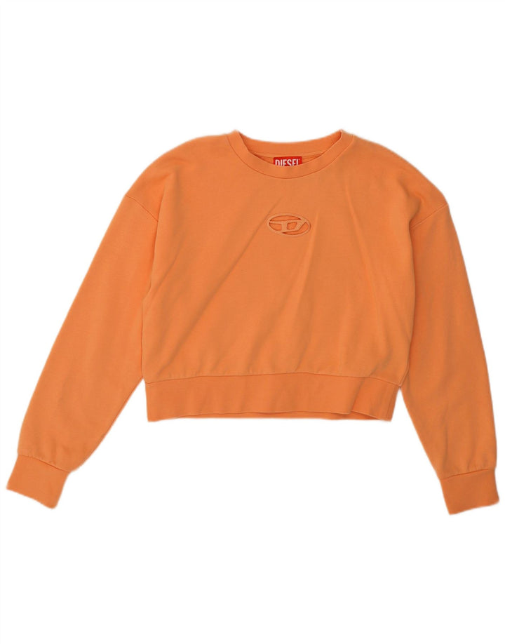 Diesel Girls Graphic Crop Sweatshirt Jumper 11-12 Years Orange Cotton