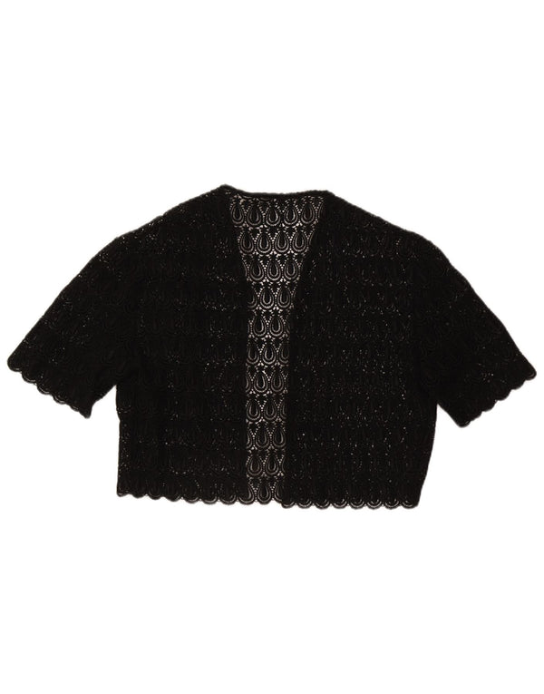 Vintage Womens Lace Bolero Top UK 14 Medium Black Paisley