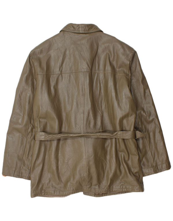 Vintage Mens Leather Jacket UK 40 Large Khaki Leather