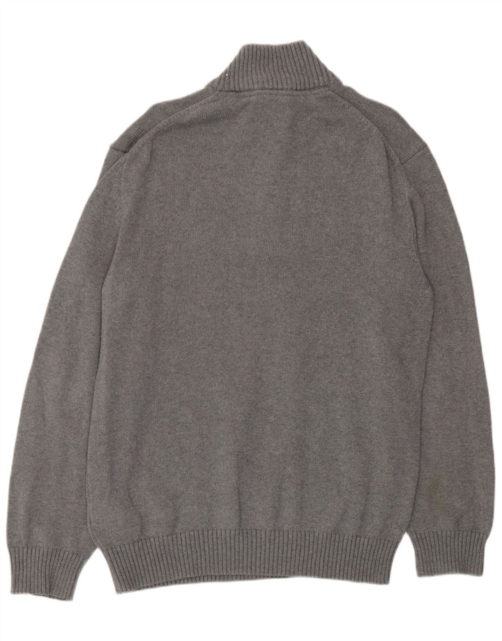 Gant Mens Zip Neck Jumper Sweater Large Grey Cotton