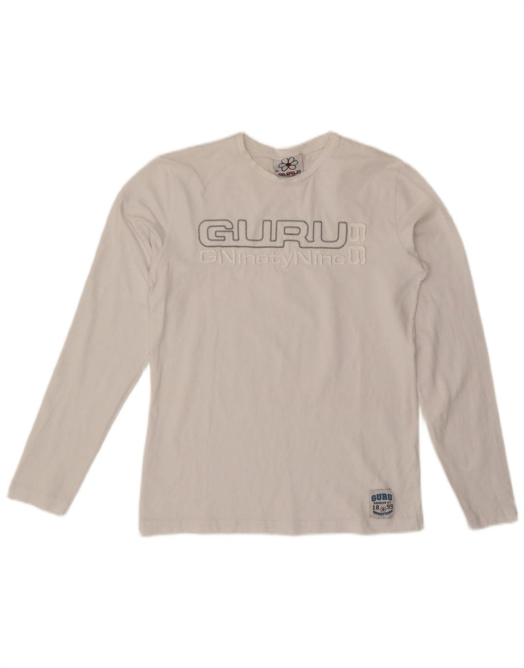 GURU Womens Graphic Top Long Sleeve UK 18 XL White Cotton