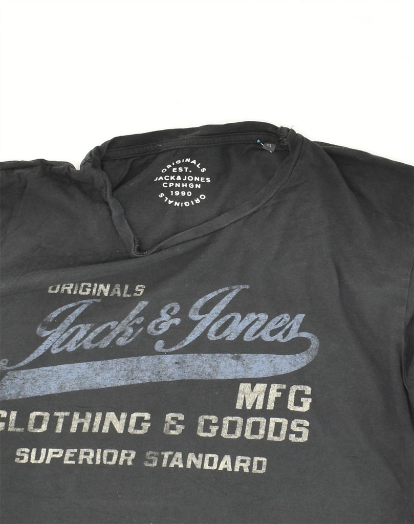 JACK & JONES Mens Graphic T-Shirt Top XL Black Cotton | Vintage Jack & Jones | Thrift | Second-Hand Jack & Jones | Used Clothing | Messina Hembry 