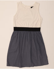 MOSSIMO Womens Sleeveless A-Line Dress UK 14 Large Navy Blue Colourblock