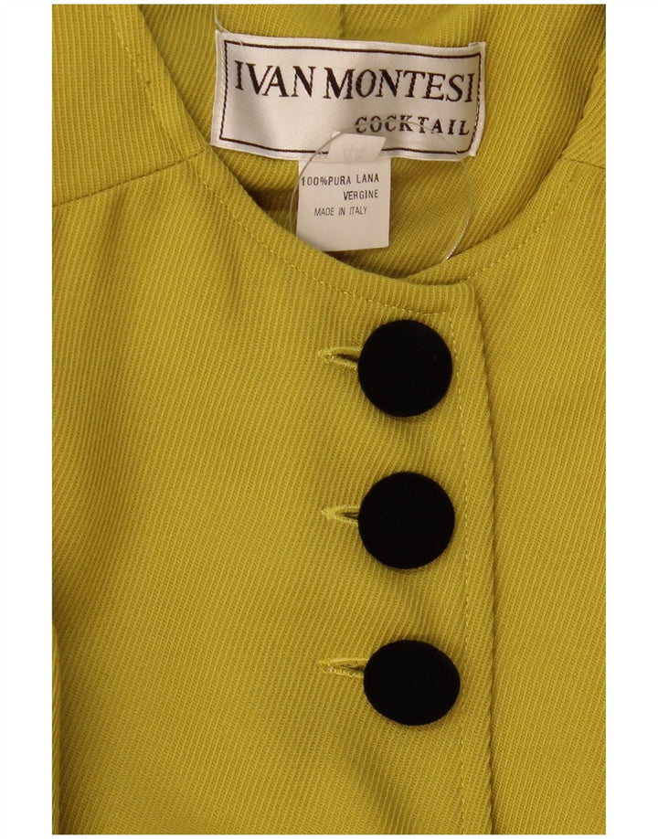 Vintage Womens Oversized Overcoat IT 44 Medium Yellow Wool