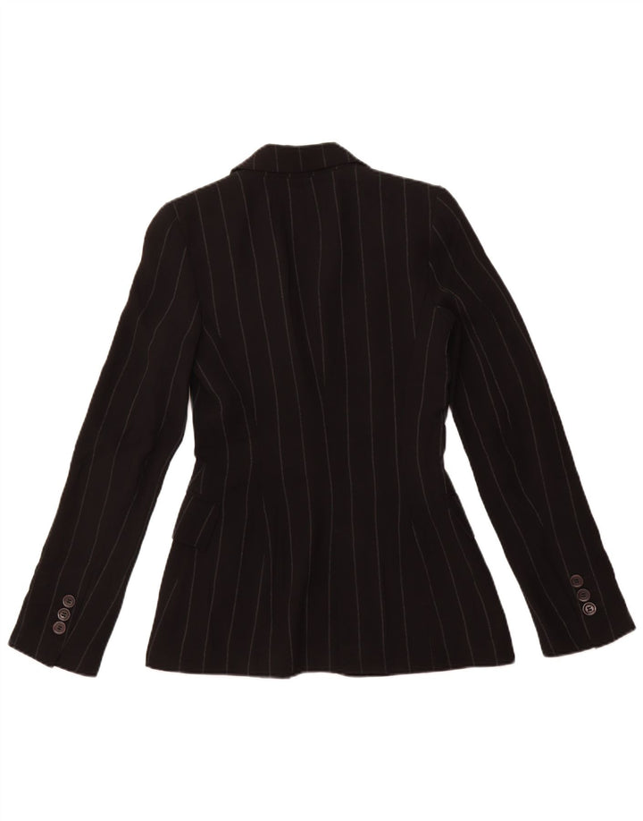 ZARA Womens 1 Button Blazer Jacket EU 34 2XS Black Striped Polyester