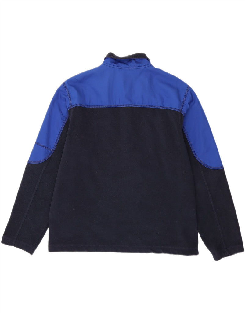 STARTER Mens Zip Neck Fleece Jumper UK 42/44 Large Navy Blue Colourblock Vintage Starter and Second-Hand Starter from Messina Hembry 