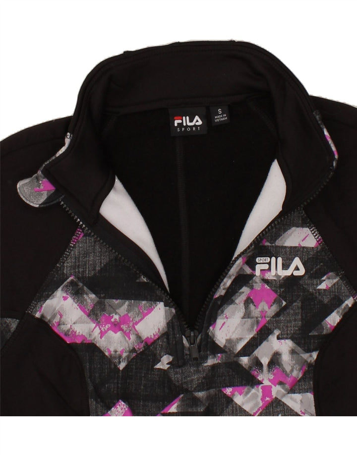 FILA Womens Pullover Tracksuit Top UK 10 Small Black Colourblock Vintage Fila and Second-Hand Fila from Messina Hembry 