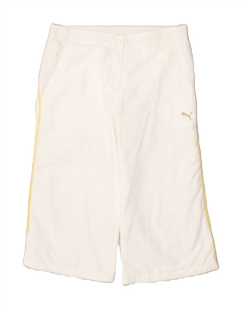 PUMA Womens Capri Tracksuit Trousers UK 8 Small White Polyester | Vintage Puma | Thrift | Second-Hand Puma | Used Clothing | Messina Hembry 