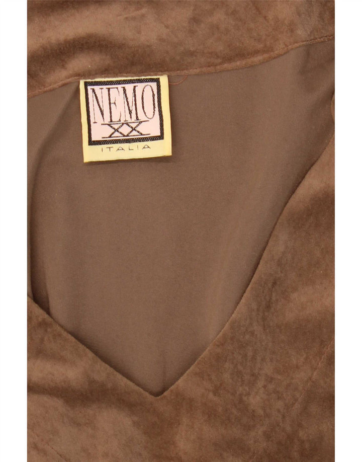 Vintage Womens Maxi Long Sleeve A-Line Dress UK 12 Medium Brown Polyester