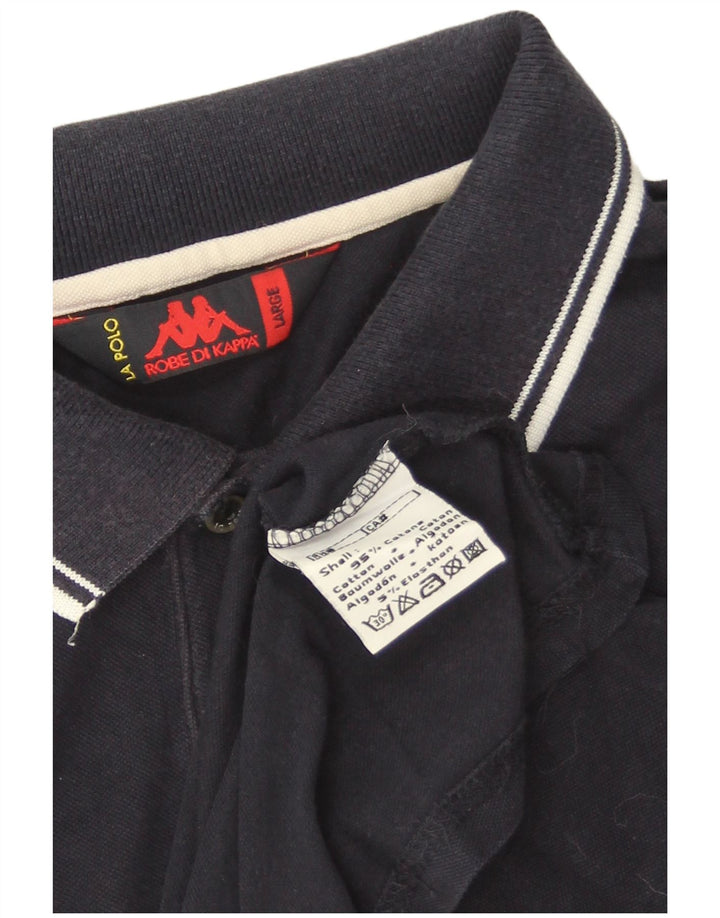 Kappa Mens Polo Shirt Large Navy Blue Cotton