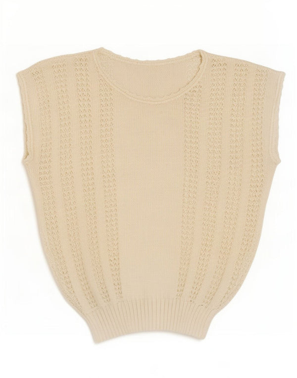 Vintage Womens Vest Tank Top UK 14 Medium Off White