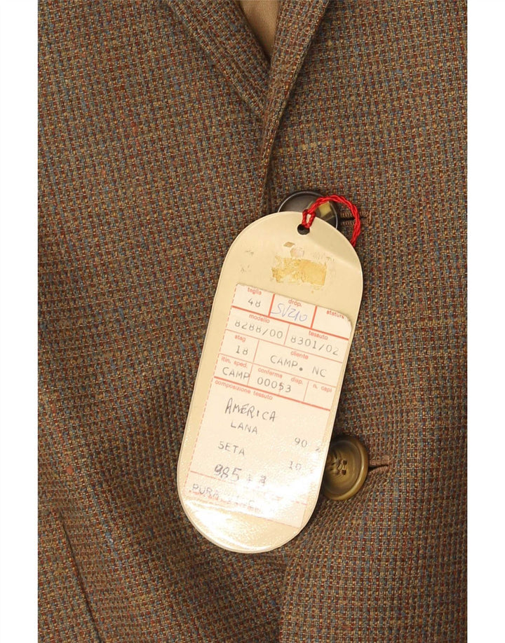 Vittorio Veneto Mens 2 Button Blazer Jacket IT 48 Medium Brown Wool