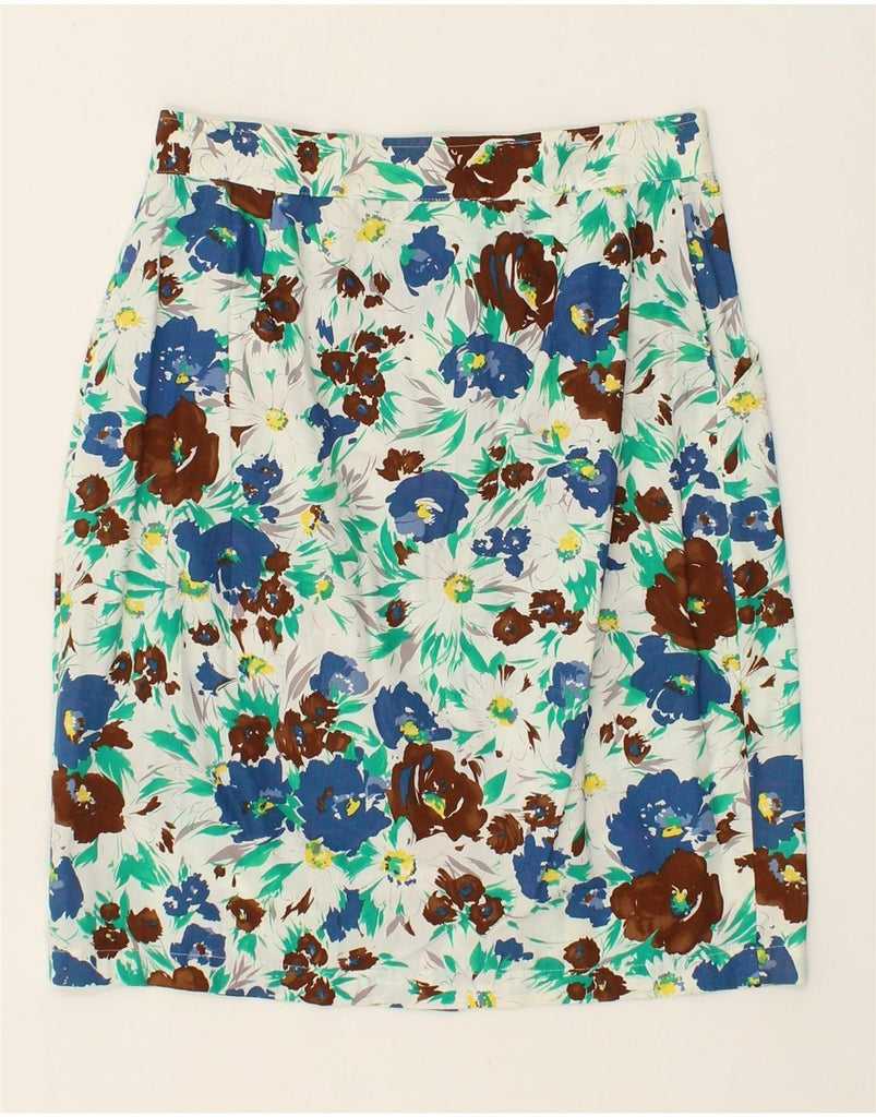 VINTAGE Womens Midi Skirt UK 14 Large W28  Multicoloured Floral Cotton | Vintage Vintage | Thrift | Second-Hand Vintage | Used Clothing | Messina Hembry 