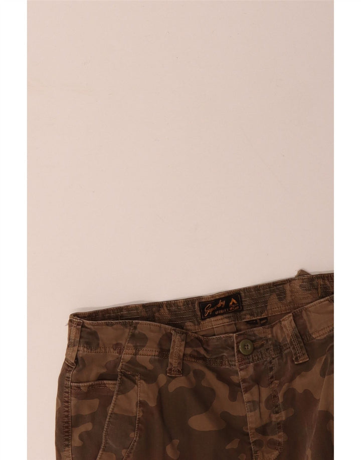 SUPERDRY Mens Cargo Shorts W32 Medium Brown Camouflage Cotton