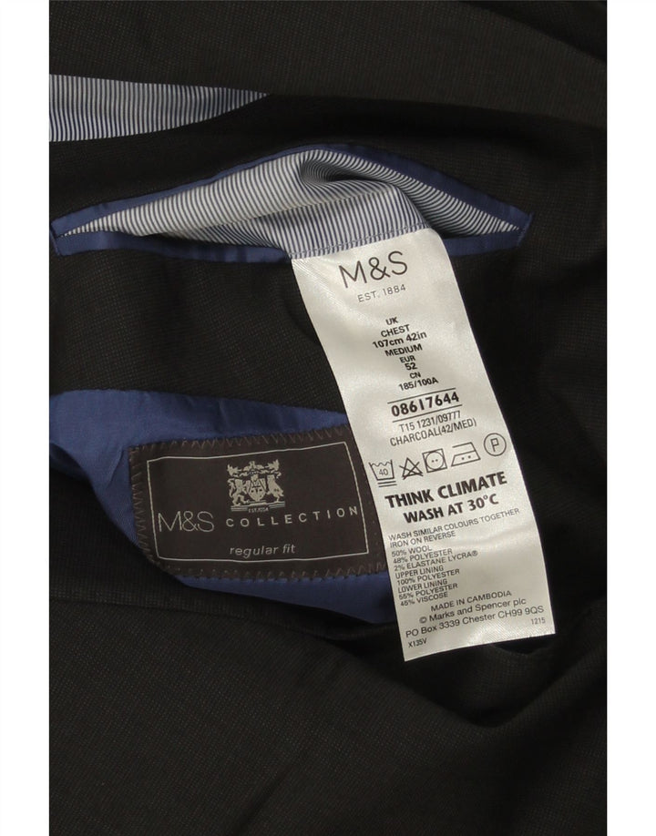 Marks & Spencer Mens 2 Button Regular Fit Blazer Jacket UK 38 Medium Grey