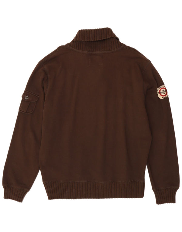 Aviazione Navale Mens Shawl Neck Jumper Sweater 3XL Brown Cotton