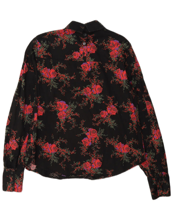 & Other Stories Womens Long Sleeve Blouse Top EU 36 Small Black Floral