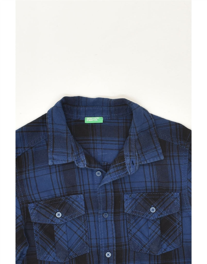 BENETTON Boys Shirt 9-10 Years Blue Check | Vintage Benetton | Thrift | Second-Hand Benetton | Used Clothing | Messina Hembry 