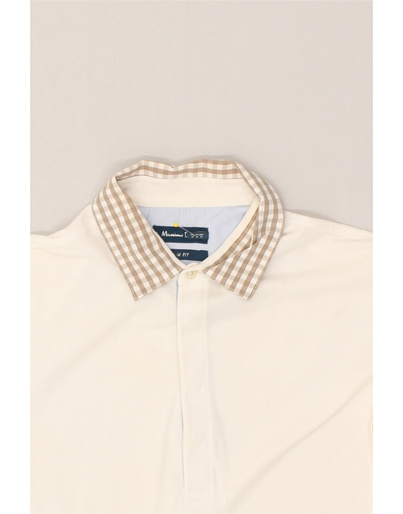 MASSIMO DUTTI Mens Slim Fit Polo Shirt Medium White Cotton | Vintage Massimo Dutti | Thrift | Second-Hand Massimo Dutti | Used Clothing | Messina Hembry 