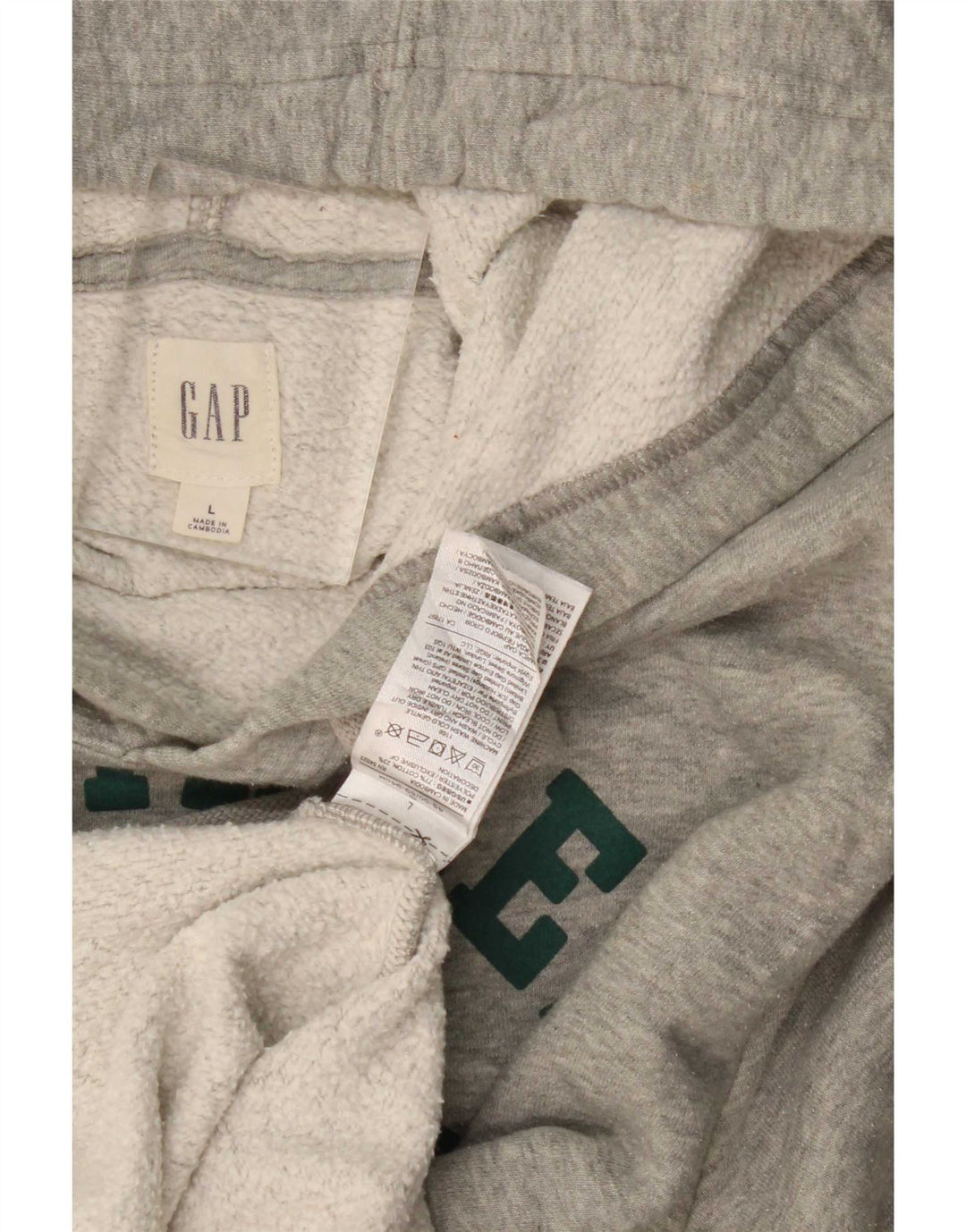 Gap Mens Graphic Hoodie Jumper Large Grey Flecked Cotton