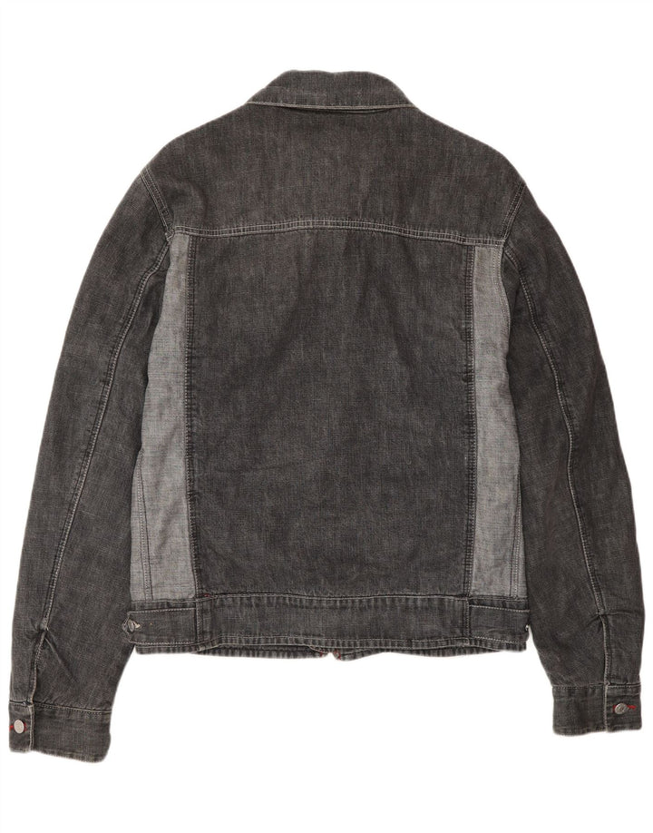 Energie Mens Denim Jacket UK 40 Large Grey Colourblock Cotton