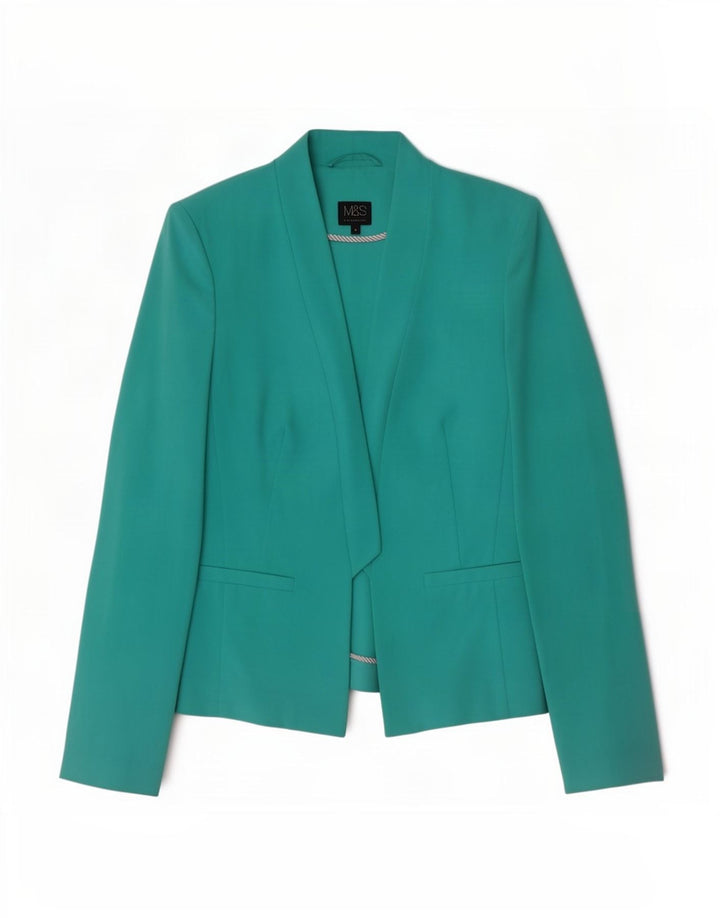 Marks & Spencer Womens Open Blazer Jacket UK 8 Small Turquoise Polyester