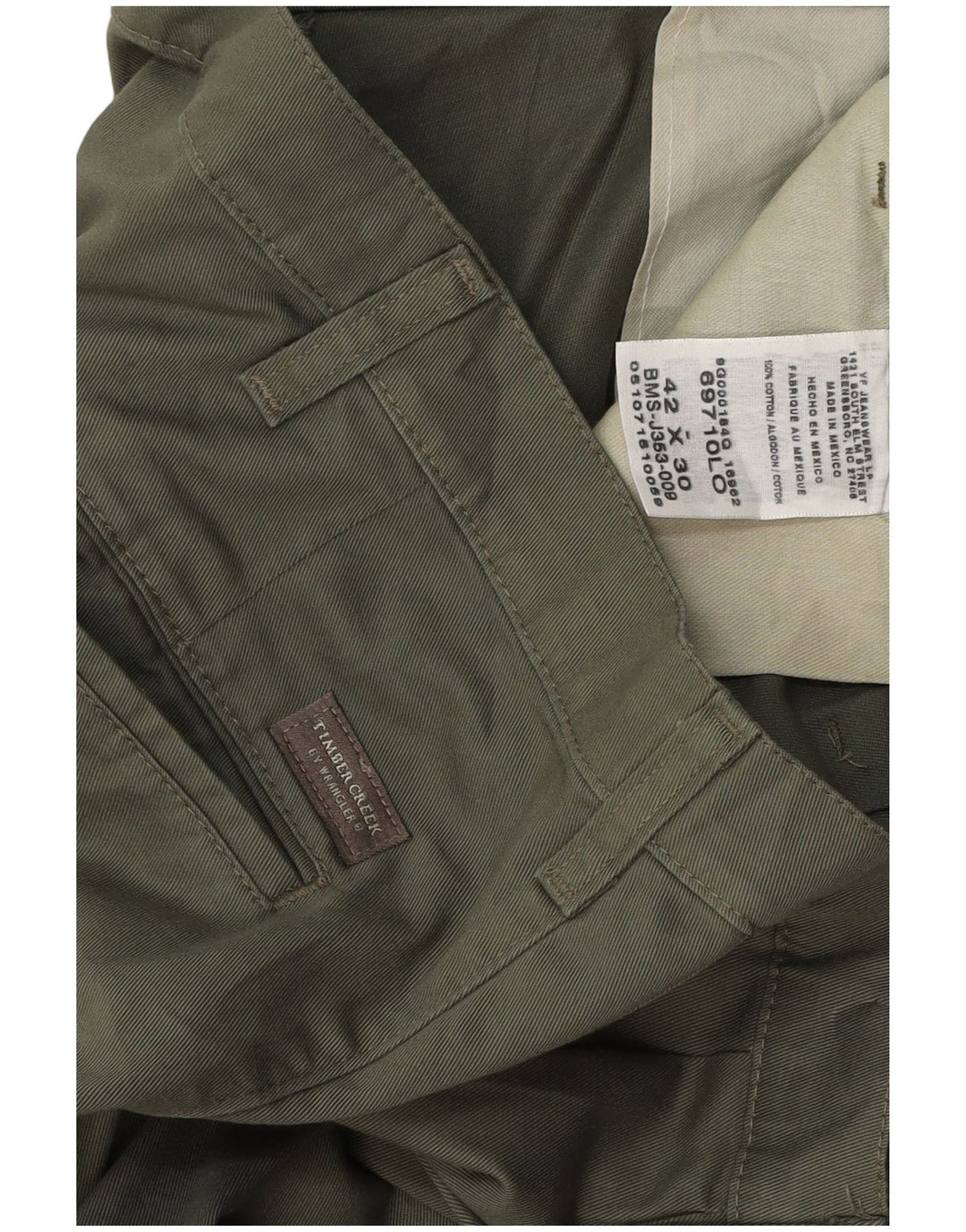 WRANGLER Mens Timber Creek Pegged Chino Trousers W42 L30 Khaki Cotton