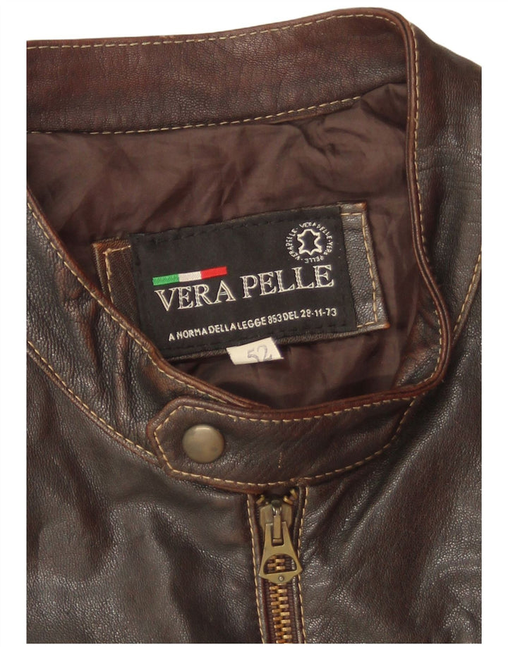 Vintage Mens Leather Jacket IT 52 XL Brown Leather