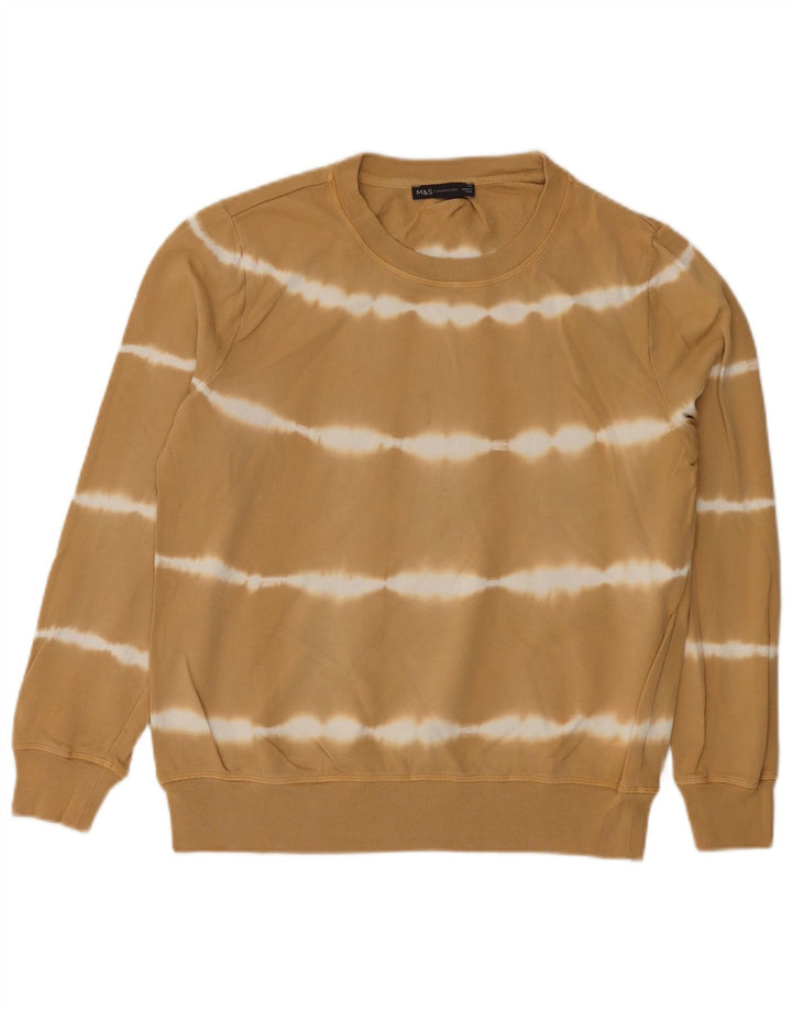 Marks & Spencer Womens Sweatshirt Jumper UK 12 Medium Beige Striped Cotton