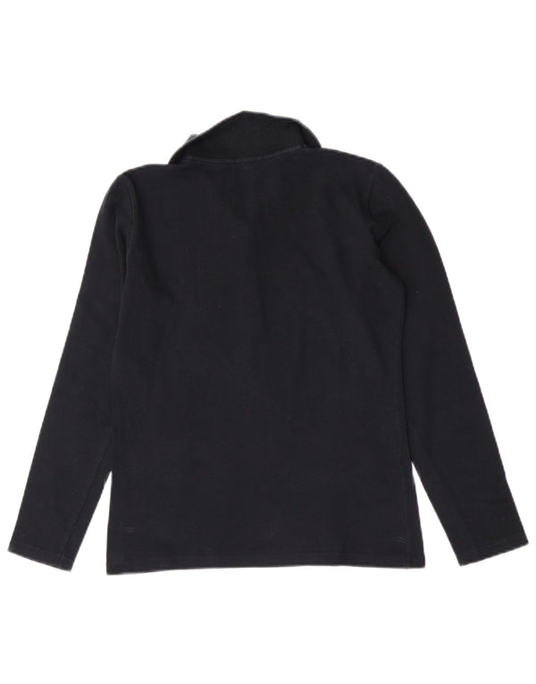 Fred Perry Womens Long Sleeve Polo Shirt UK 12 Medium Navy Blue Cotton